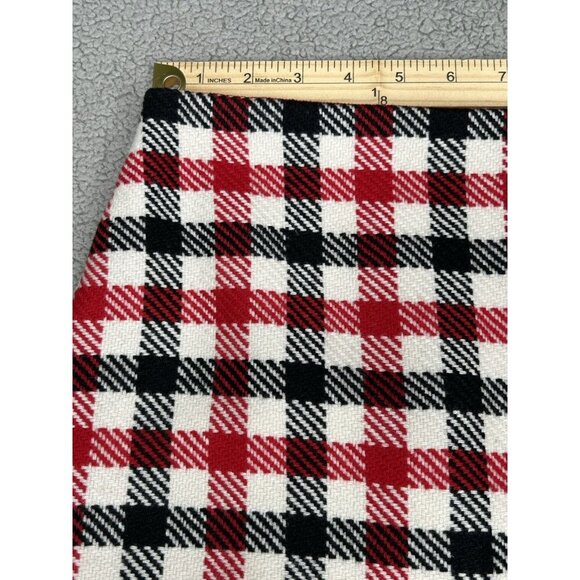 Talbots Skirt Size 6 Wool Blend Red Black Plaid Side Zip Above Knee Preppy - Picture 6 of 10